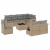 Image de vidaXL Ensemble de salon de jardin 9 pièces avec coussins beige Poly rotin