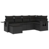 Image de vidaXL Ensemble de salon de jardin 6 pièces avec coussins noir poly rotin