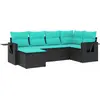 Image de vidaXL Ensemble de 6 canapés de jardin avec coussins, polyrattan noir