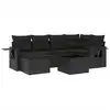 Image de vidaXL Ensemble de salon de jardin 7 pièces avec coussins noir poly rotin