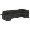Image de vidaXL Ensemble de salon de jardin 7 pièces avec coussins noir poly rotin