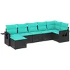 Image de vidaXL Ensemble de 7 canapés de jardin avec coussins, polyrattan noir