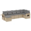 Image de vidaXL Ensemble de salon de jardin 7 pièces avec coussins Beige Poly Rattan