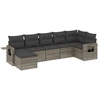 Image de vidaXL Ensemble de salon de jardin 7 pièces avec coussins Gris Poly rotin
