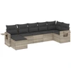 Image de vidaXL Ensemble de salon de jardin 7 pièces avec coussins gris clair Poly rotin