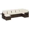 Image de vidaXL Ensemble de salon de jardin 7 pièces avec coussins Marron Poly rotin
