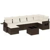 Image de vidaXL Ensemble de jardin canapé 8 pièces avec coussins Marron Poly rotin