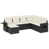 Image de vidaXL Ensemble de salon de jardin 7 pièces avec coussins noir poly rotin