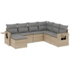 Image de vidaXL Ensemble de salon de jardin 7 pièces avec coussins Beige Poly Rattan