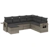 Image de vidaXL Ensemble de salon de jardin 7 pièces avec coussins Gris Poly rotin