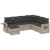 Image de vidaXL Ensemble de salon de jardin 7 pièces avec coussins gris clair Poly rotin