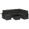 Image de vidaXL Ensemble de jardin canapé 8 pièces avec coussins noir poly rotin