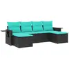 Image de vidaXL Ensemble de 6 canapés de jardin avec coussins, polyrattan noir
