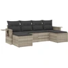Image de vidaXL Ensemble de salon de jardin 6 pièces avec coussins gris clair Poly rotin