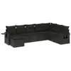 Image de vidaXL Ensemble de jardin canapé 8 pièces avec coussins noir poly rotin