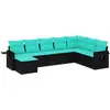 Image de vidaXL Ensemble de 8 canapés de jardin avec coussins, polyrattan noir