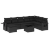 Image de vidaXL Ensemble de salon de jardin 9 pièces avec coussins noir poly rotin