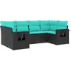Image de vidaXL Ensemble de 6 canapés de jardin avec coussins, polyrattan noir