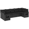 Image de vidaXL Ensemble de salon de jardin 7 pièces avec coussins noir poly rotin