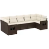 Image de vidaXL Ensemble de salon de jardin 7 pièces avec coussins Marron Poly rotin