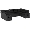 Image de vidaXL Ensemble de salon de jardin 9 pièces avec coussins noir poly rotin