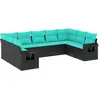 Image de vidaXL Ensemble de 9 canapés de jardin avec coussins, polyrattan noir