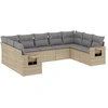 Image de vidaXL Ensemble de salon de jardin 9 pièces avec coussins beige Poly rotin