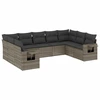 Image de vidaXL Ensemble de salon de jardin 9 pièces avec coussins Gris Poly rotin