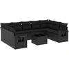 Image de vidaXL Ensemble de 10 canapés de jardin avec coussins noir poly rotin
