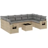 Image de vidaXL Ensemble de salon de jardin 10 pièces avec coussins Beige Poly Rattan