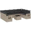 Image de vidaXL Ensemble de 10 canapés de jardin avec coussins gris clair Poly rotin