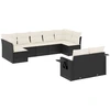 Image de vidaXL Ensemble de salon de jardin 9 pièces avec coussins noir poly rotin