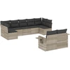 Image de vidaXL Ensemble de salon de jardin 9 pièces avec coussins gris clair Poly rotin