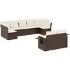 Image de vidaXL Ensemble de salon de jardin 9 pièces avec coussins Marron Poly Rattan