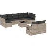 Image de vidaXL Ensemble de 10 canapés de jardin avec coussins gris clair Poly rotin
