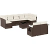 Image de vidaXL Ensemble de salon de jardin 10 pièces avec coussins Marron Poly Rattan