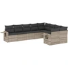 Image de vidaXL Ensemble de salon de jardin 9 pièces avec coussins gris clair Poly rotin