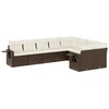 Image de vidaXL Ensemble de salon de jardin 9 pièces avec coussins Marron Poly Rattan