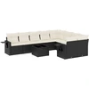 Image de vidaXL Ensemble de 10 canapés de jardin avec coussins noir poly rotin
