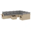 Image de vidaXL Ensemble de salon de jardin 10 pièces avec coussins Beige Poly Rattan