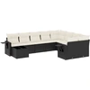 Image de vidaXL Ensemble de 10 canapés de jardin avec coussins noir poly rotin