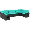 Image de vidaXL Ensemble de 10 canapés de jardin avec coussins, polyrattan noir