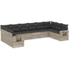 Image de vidaXL Ensemble de 10 canapés de jardin avec coussins gris clair Poly rotin