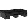 Image de vidaXL Ensemble de salon de jardin 11 pièces avec coussins noir poly rotin