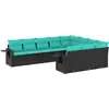 Image de vidaXL Ensemble de 10 canapés de jardin avec coussins, polyrattan noir