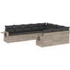 Image de vidaXL Ensemble de 10 canapés de jardin avec coussins gris clair Poly rotin