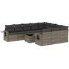 Image de vidaXL Ensemble de salon de jardin 11 pièces avec coussins Gris Poly rotin
