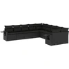 Image de vidaXL Ensemble de 10 canapés de jardin avec coussins noir poly rotin