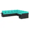 Image de vidaXL Ensemble de 10 canapés de jardin avec coussins, polyrattan noir