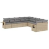 Image de vidaXL Ensemble de salon de jardin 10 pièces avec coussins Beige Poly Rattan